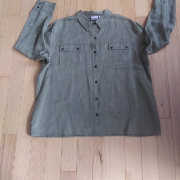 Chico's button down silk and linen blouse chico size 3 - Picture 5 of 11